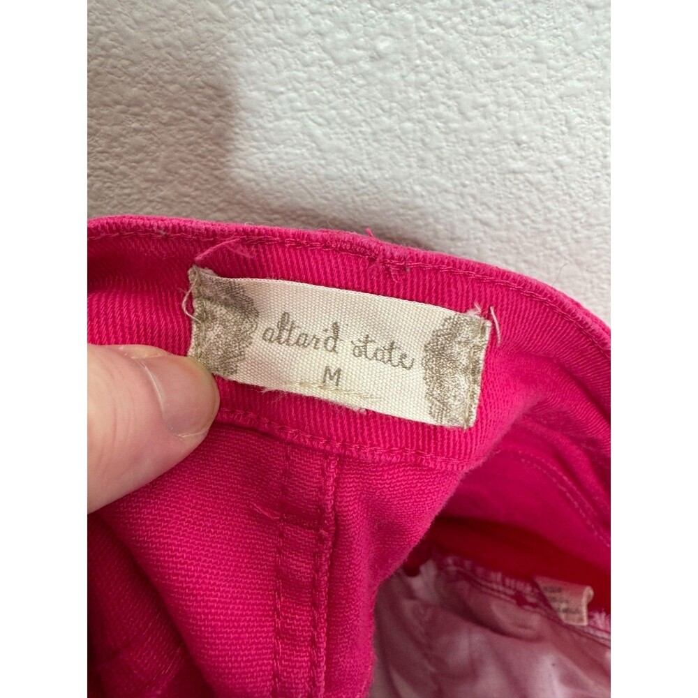 Altar'd State Medium Jean Shorts Hot Pink High Waisted Fringe Denim Distressed - Picture 7 of 10